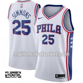 Maillot Enfant Philadelphia 76ers Ben Simmons 25 Nike 2017-18 Blanc Swingman